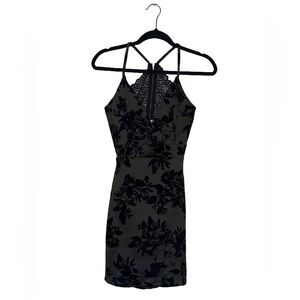 Windsor Black Velvet Floral Mini Dress